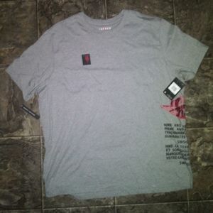 Men's Air Jordan T Shirt with old school ball & wings logo in Gray Black & Red.